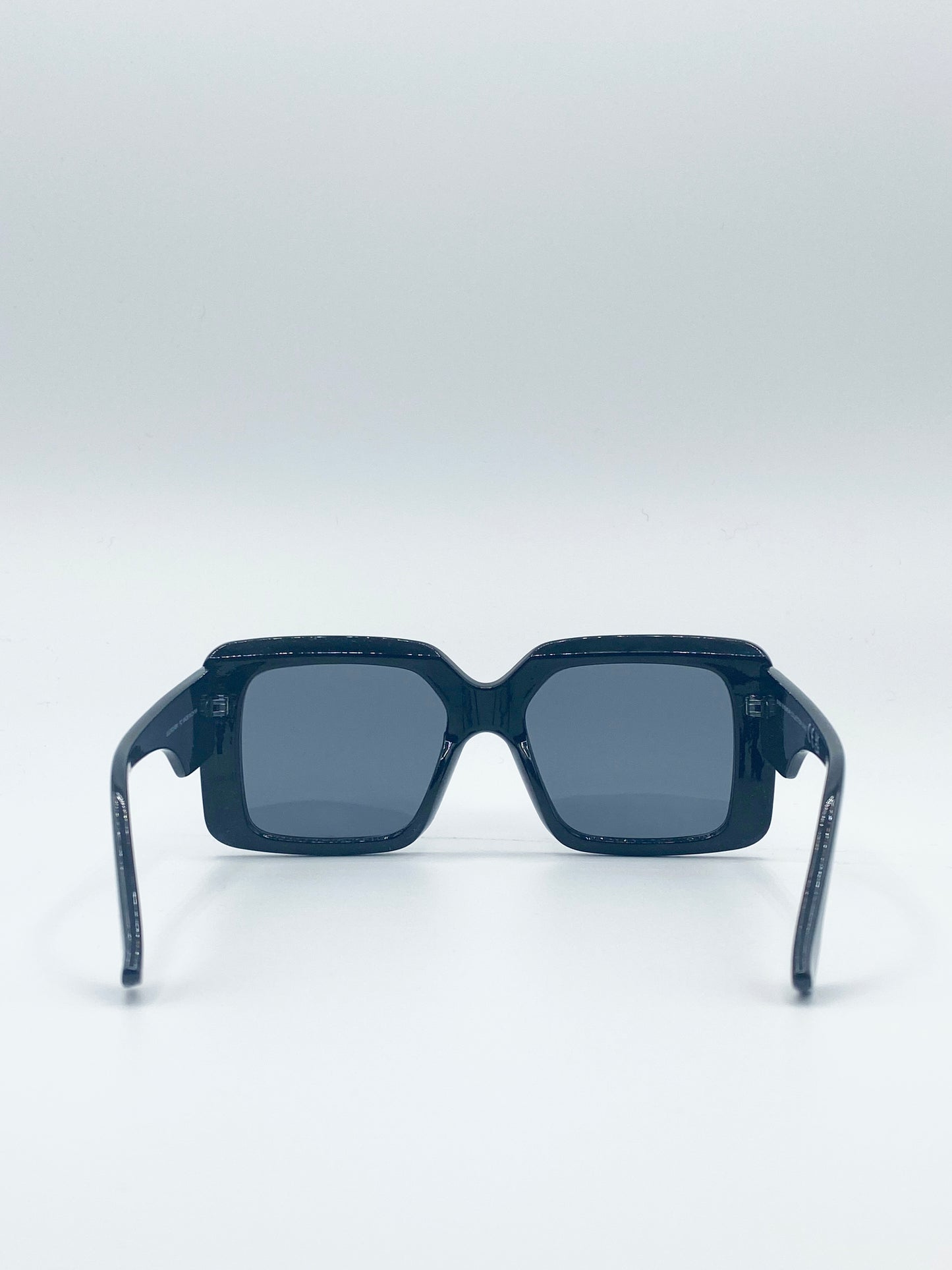 Black Oversized Plastic Frame Square Sunglasses with Black Lenses