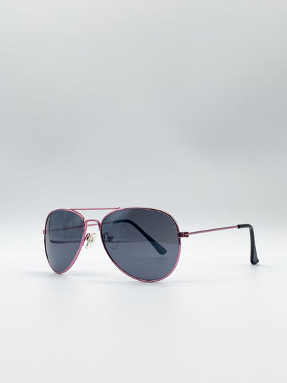 Kids Pink Aviator Style Sunglasses