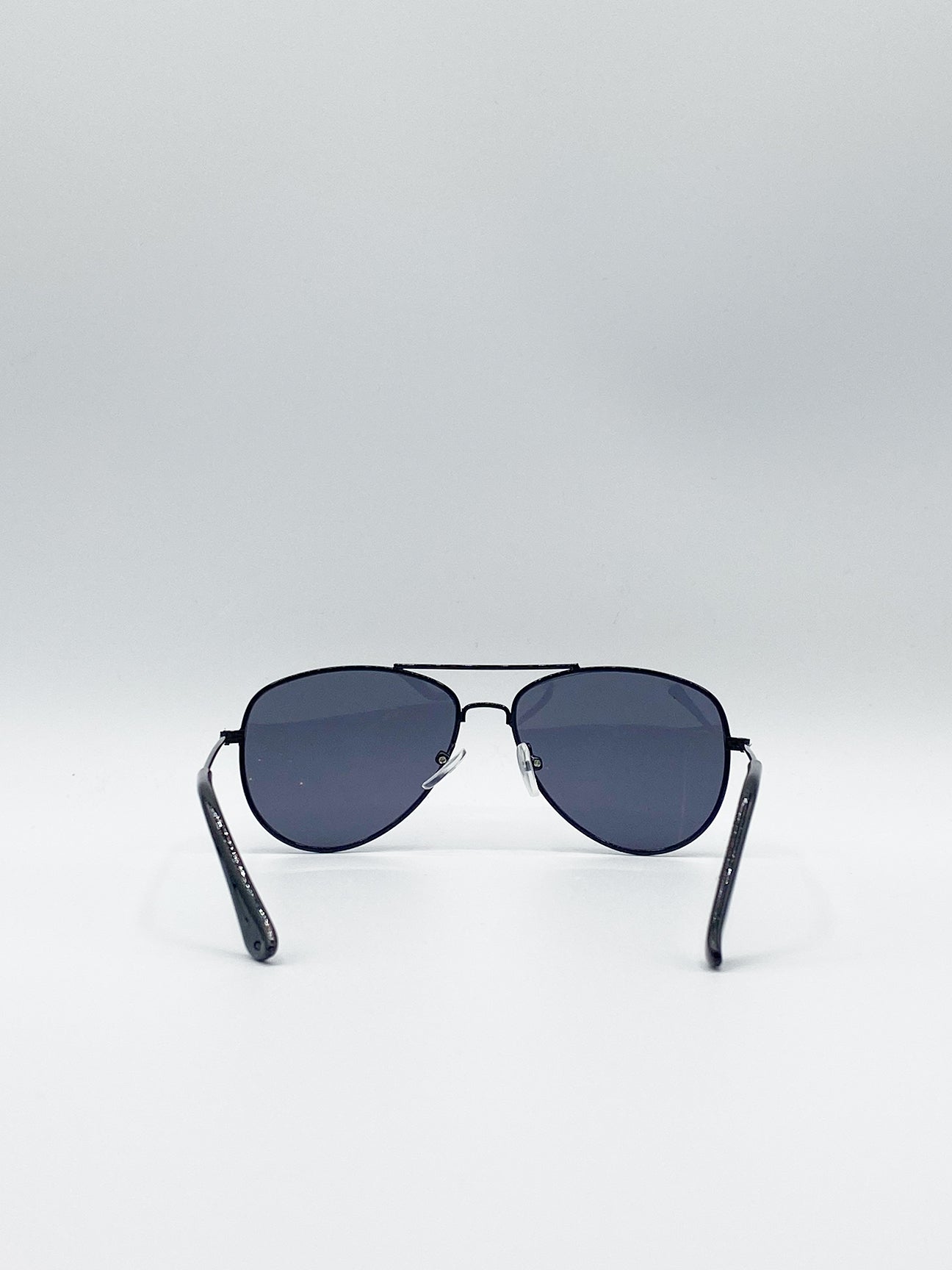 Black Children's Aviator Sunglasses With Black Lenses