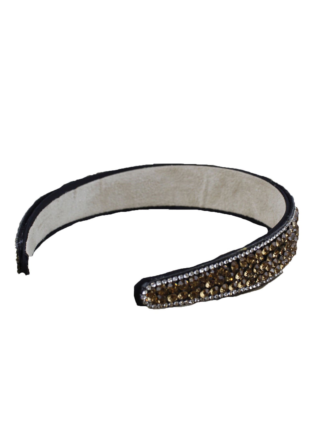 Black Headband with Gold and Silver Rhinestone Embelishment