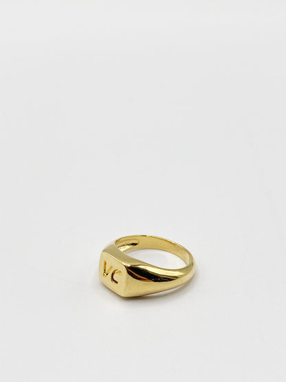 Gold Plated Engraved Signet Ring