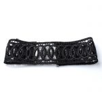 Black Wide Corded Effect Circular Detail Choker Necklace
