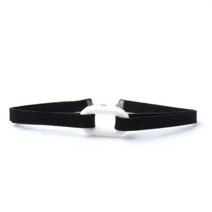 Black Faux Suede Choker Necklace With White Plastic Charm